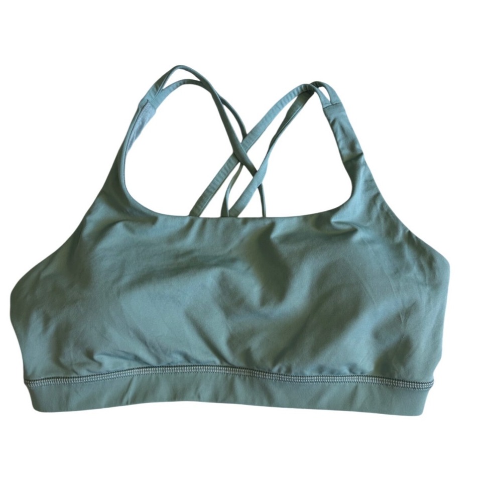 Lululemon Energy‎ Bra Medium Support Strappy Back Sage Green LW2EB3S Size 10